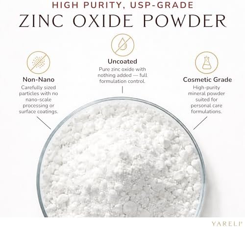 Polvo de Óxido de Zinc Yareli, Sin Fragancia, Grado USP, No Nano y Sin Recubrimiento para Lociones, Desodorantes, Cremas y Jabones, 1 lb - imagen 2
