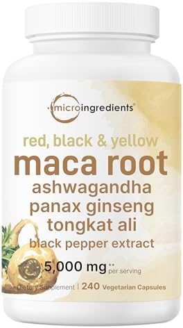 Cápsulas de Raíz de Maca para Hombres y Mujeres 5,000mg | 240 Cápsulas Veganas con Ashwagandha, Maca Roja, Negra y Amarilla, Ginseng Panax, Tongkat - imagen 1
