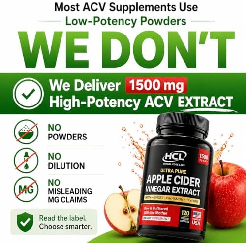 Cápsulas de Vinagre de Sidra de Manzana 1500 mg con la Madre - Suplemento Extra Fuerte con Jengibre, Cayena y Canela - Detox Natural y Digestión - imagen 3
