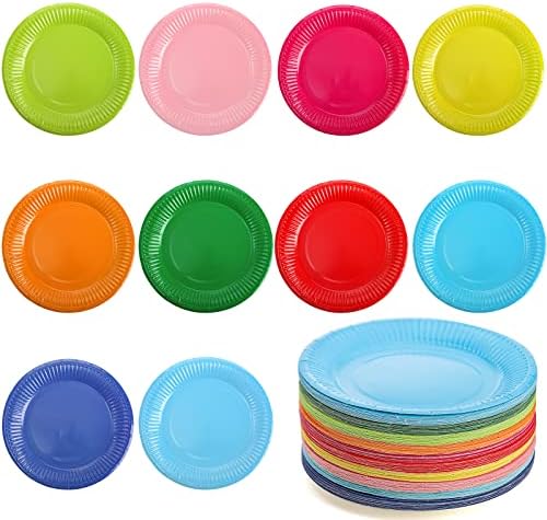 Platos de Papel Desechables Nicunom de 7, 200 Pcs, Redondos en Colores Variados para Fiestas, Bodas y Cumpleaños - imagen 1