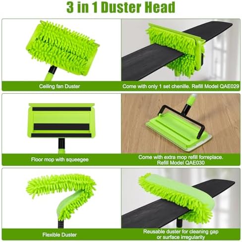 Limpiador de Ventiladores de Techo con Extensión de 75'', Herramienta Flexible para Limpiar Aspas de Ventiladores de Techo, Duster Reutilizable para - imagen 4