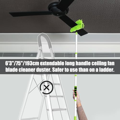 Limpiador de Ventiladores de Techo con Extensión de 75'', Herramienta Flexible para Limpiar Aspas de Ventiladores de Techo, Duster Reutilizable para - imagen 5