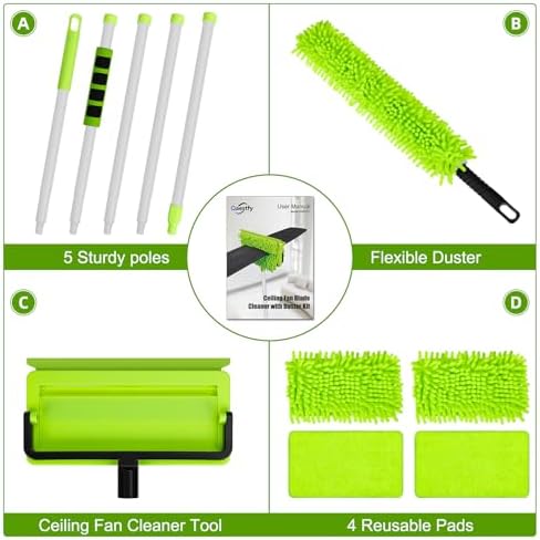 Limpiador de Ventiladores de Techo con Extensión de 75'', Herramienta Flexible para Limpiar Aspas de Ventiladores de Techo, Duster Reutilizable para - imagen 7