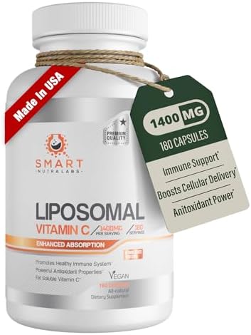 Vitamina C Liposomal 1400mg - 180 Cápsulas Veganas - Ingredientes Sin China, Alta Absorción y Soluble en Grasas - Apoya el Sistema Inmunológico y - imagen 1