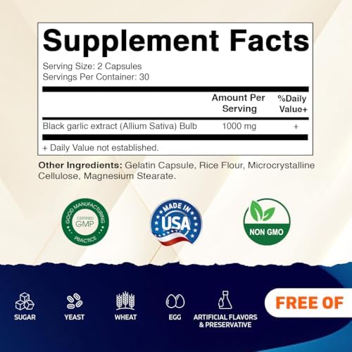 Vitamatic Paquete de 3 Extracto de Ajo Negro Fermentado 1000 mg 60 Cápsulas - Sin OGM, Sin Gluten - (Total 180 Cápsulas) - imagen 2