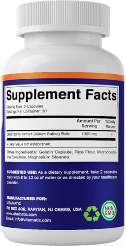 Vitamatic Paquete de 3 Extracto de Ajo Negro Fermentado 1000 mg 60 Cápsulas - Sin OGM, Sin Gluten - (Total 180 Cápsulas) - imagen 8