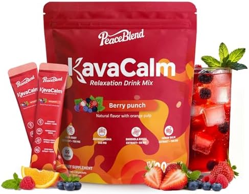 Mezcla en Polvo PEACEBLEND Supercalm, Reductor de Cortisol y Ayuda para Dormir con Kava, Ashwagandha, L-Theanina, Magnesio, y Más, Vegano, 20 Paquetes - imagen 1