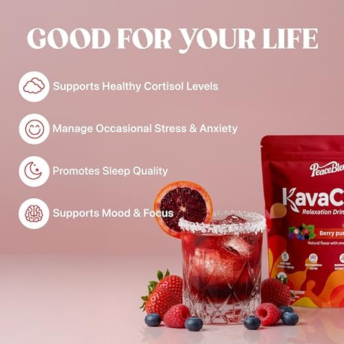 Mezcla en Polvo PEACEBLEND Supercalm, Reductor de Cortisol y Ayuda para Dormir con Kava, Ashwagandha, L-Theanina, Magnesio, y Más, Vegano, 20 Paquetes - imagen 3