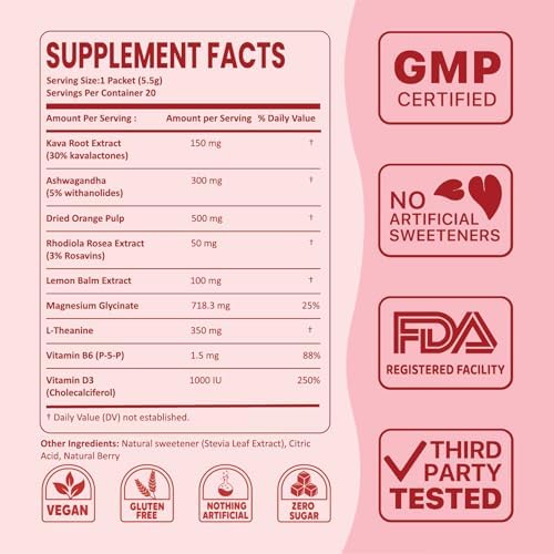 Mezcla en Polvo PEACEBLEND Supercalm, Reductor de Cortisol y Ayuda para Dormir con Kava, Ashwagandha, L-Theanina, Magnesio, y Más, Vegano, 20 Paquetes - imagen 6