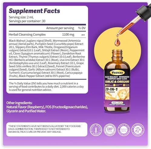 Limpieza de Parásitos 20 en 1 con Ajenjo, Nogal Negro y Clavo | Apoyo Digestivo e Intestinal | Refuerzo del Sistema Inmunológico | 60 mL - imagen 7