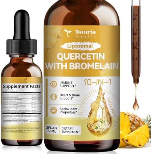 Totaria Quercetina Liposomal con Bromelina - Gotas Líquidas de Alta Absorción 1000mg de Quercetina y 500mg de Bromelina con Saúco, Vitamina C y Zinc - imagen 1
