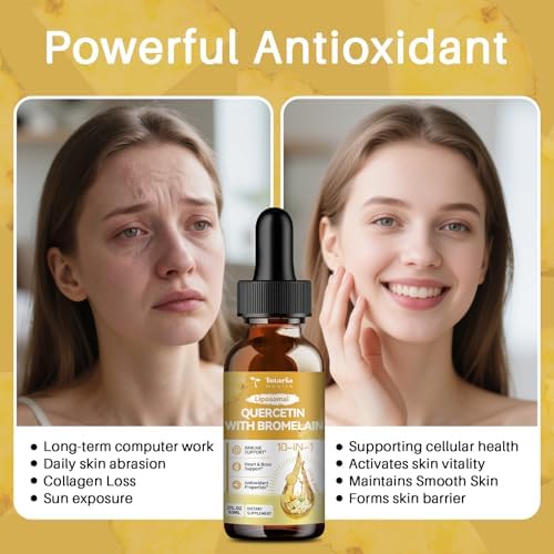 Totaria Quercetina Liposomal con Bromelina - Gotas Líquidas de Alta Absorción 1000mg de Quercetina y 500mg de Bromelina con Saúco, Vitamina C y Zinc - imagen 3