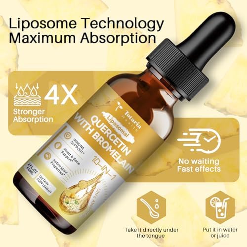 Totaria Quercetina Liposomal con Bromelina - Gotas Líquidas de Alta Absorción 1000mg de Quercetina y 500mg de Bromelina con Saúco, Vitamina C y Zinc - imagen 5