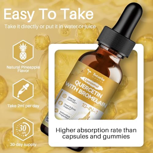 Totaria Quercetina Liposomal con Bromelina - Gotas Líquidas de Alta Absorción 1000mg de Quercetina y 500mg de Bromelina con Saúco, Vitamina C y Zinc - imagen 6