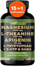 Gade Nutrition Complejo de Magnesio Glicinato con L Teanina 200 mg | Suplemento para Dormir con Apigenina, GABA, 5 HTP | 90 Cápsulas Hechas en EE. UU. - imagen 1