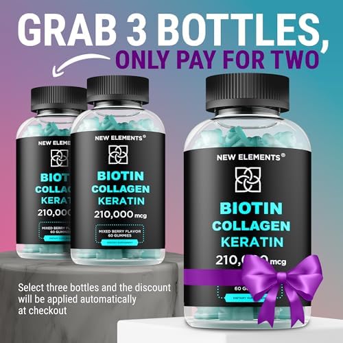 Gomitas de Biotina con Queratina y Péptidos de Colágeno - Suplemento Avanzado para el Crecimiento del Cabello para Hombres y Mujeres - Vitaminas para - imagen 2