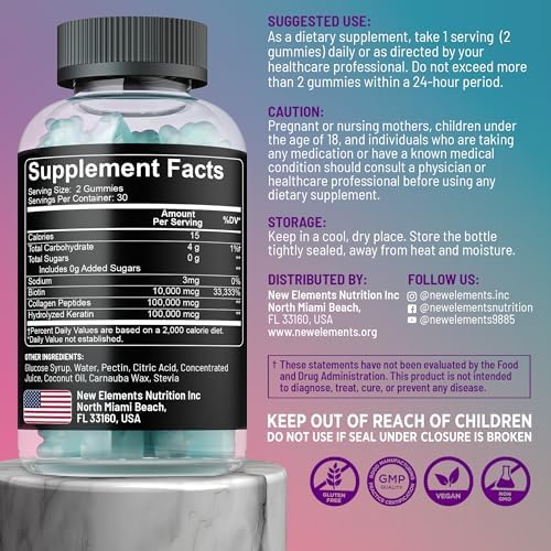 Gomitas de Biotina con Queratina y Péptidos de Colágeno - Suplemento Avanzado para el Crecimiento del Cabello para Hombres y Mujeres - Vitaminas para - imagen 3