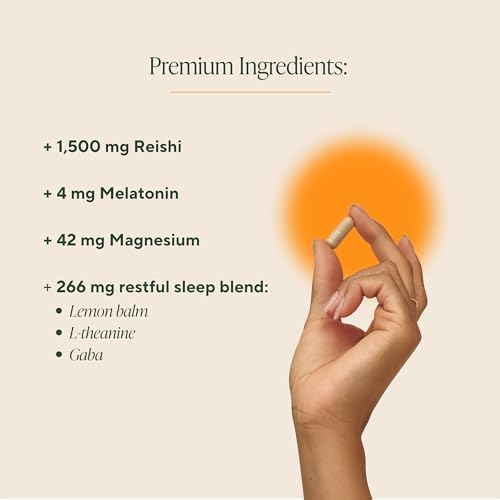 Cápsulas de Hongos OM Superfood para Dormir, Suplemento de 90 Cápsulas, Reishi, GABA, L-Teanina, Melatonina para Mejorar el Sueño y Descanso - imagen 6