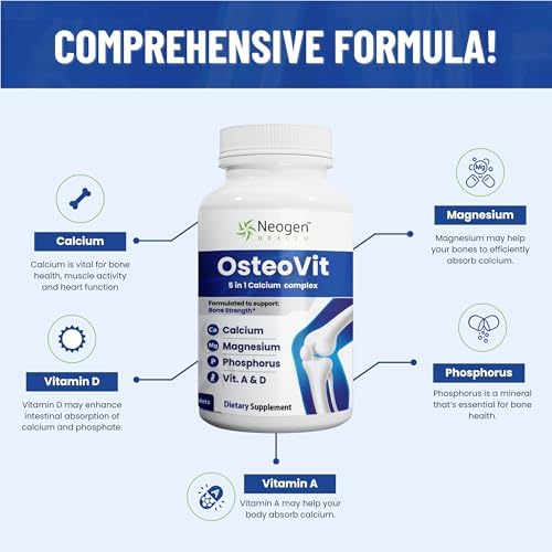 OsteoVit Suplemento de Calcio 5 en 1 - 120 tabletas con Magnesio, Fósforo, Vitamina D3 y A | Fortalece Huesos y Flexibilidad, Libre de Gluten y No GMO - imagen 5