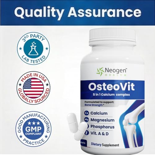 OsteoVit Suplemento de Calcio 5 en 1 - 120 tabletas con Magnesio, Fósforo, Vitamina D3 y A | Fortalece Huesos y Flexibilidad, Libre de Gluten y No GMO - imagen 6