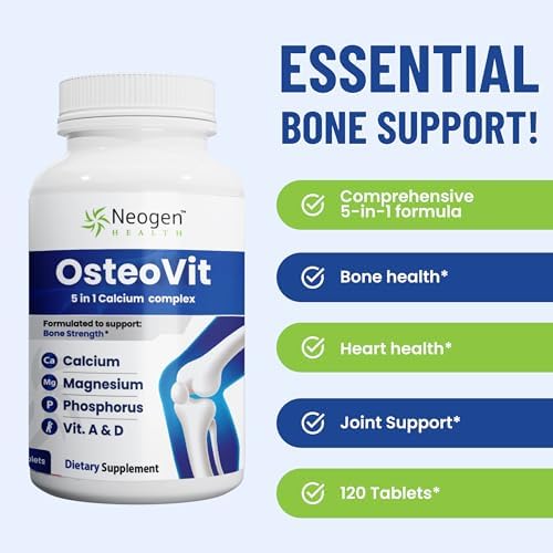 OsteoVit Suplemento de Calcio 5 en 1 - 120 tabletas con Magnesio, Fósforo, Vitamina D3 y A | Fortalece Huesos y Flexibilidad, Libre de Gluten y No GMO - imagen 8