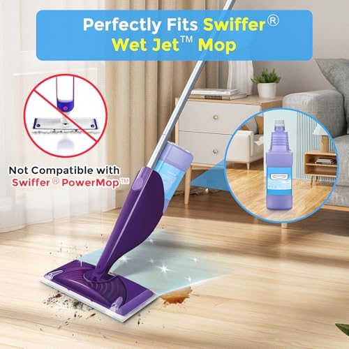 Botella Refillable Mejorada para Mop Swiffer® Wet Jet™ – 1250ml / 42.3 FL OZ, Botella Antifugas de HDPE con 8 Gaskets de Silicón y 1 Embudo, Fácil - imagen 3