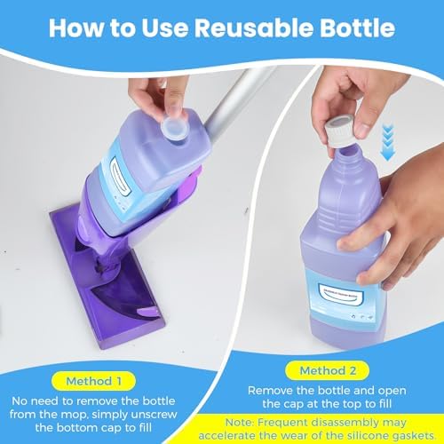 Botella Refillable Mejorada para Mop Swiffer® Wet Jet™ – 1250ml / 42.3 FL OZ, Botella Antifugas de HDPE con 8 Gaskets de Silicón y 1 Embudo, Fácil - imagen 4