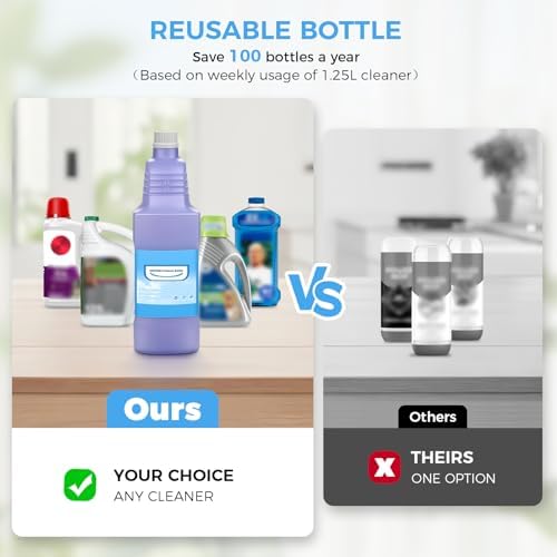 Botella Refillable Mejorada para Mop Swiffer® Wet Jet™ – 1250ml / 42.3 FL OZ, Botella Antifugas de HDPE con 8 Gaskets de Silicón y 1 Embudo, Fácil - imagen 5