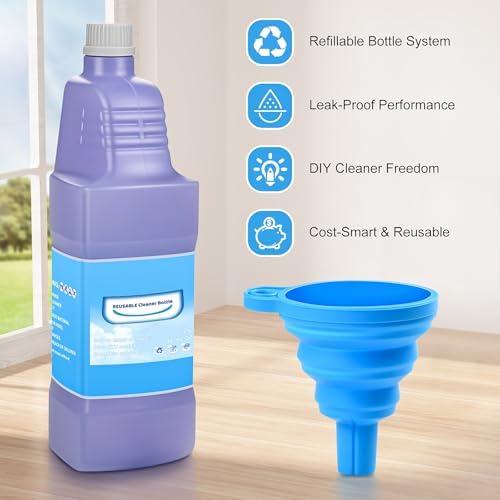 Botella Refillable Mejorada para Mop Swiffer® Wet Jet™ – 1250ml / 42.3 FL OZ, Botella Antifugas de HDPE con 8 Gaskets de Silicón y 1 Embudo, Fácil - imagen 6