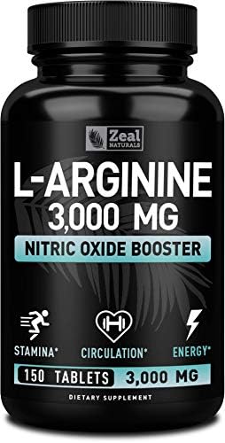 Suplemento de L-Arginina Zeal Naturals - 3000mg, 150 Tabletas | Aumentador de Óxido Nítrico | Suplemento de L Arginina para Hombres y Mujeres | Apoya - imagen 1