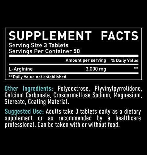 Suplemento de L-Arginina Zeal Naturals - 3000mg, 150 Tabletas | Aumentador de Óxido Nítrico | Suplemento de L Arginina para Hombres y Mujeres | Apoya - imagen 2