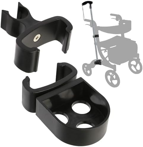 Soporte para Bastón para Andadores Nitro con Marco Plano, Soporte Ajustable para Muletas, Sillas de Ruedas y Scooters de Rodilla, Color Negro - imagen 1