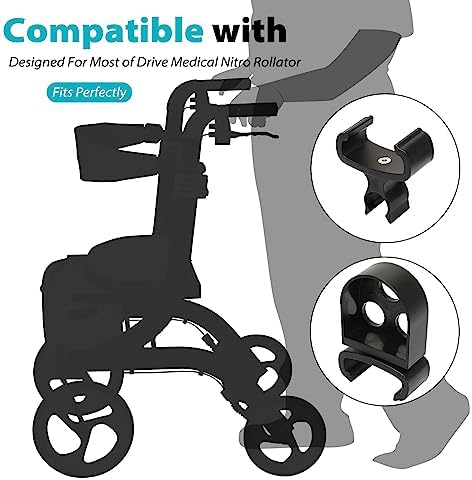 Soporte para Bastón para Andadores Nitro con Marco Plano, Soporte Ajustable para Muletas, Sillas de Ruedas y Scooters de Rodilla, Color Negro - imagen 4