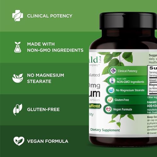 Emerald Labs Magnesio 400mg - Soporte para Huesos y Sueño con Magnesio Albion* - Vegano - 120 Cápsulas Vegetales (Suministro para 30 Días) - imagen 4