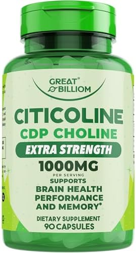 Great Billiom Citicolina CDP Colina 1000mg - Suplemento Extra Fuerte para la Memoria y Concentración, 90 Cápsulas Vegetarianas Sin OGM - imagen 1