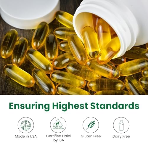 Aceite de Pescado Halal Zaytun 1200mg Omega-3, EPA/DHA Premium, 1 por Día, Suplemento Diario, Suministro para 4 Meses, Sabor a Limón, Keto y Sin - imagen 3