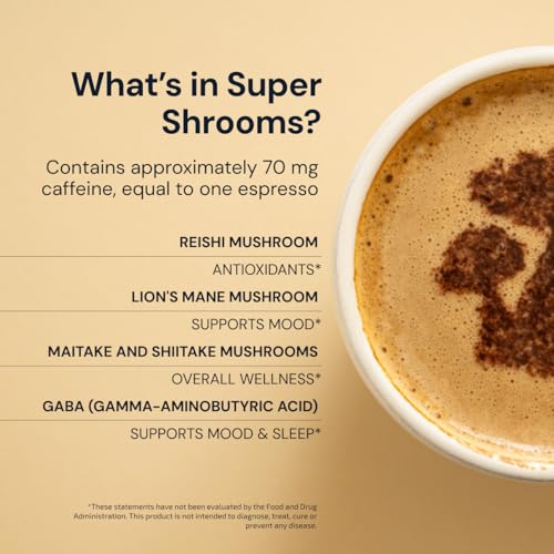Café Super Shroom Blueprint Bryan Johnson – Café de Hongos con Melena de León, Reishi y GABA – 70mg de Cafeína – Energía y Enfoque – 30 Porciones - imagen 3