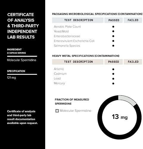 Suplemento de Spermidina Ultra Concentrado Toniiq 22mg - Extracto de Germen de Arroz y Complejo Trihidrocloruro - 60 Cápsulas Vegetarianas - 30 - imagen 5