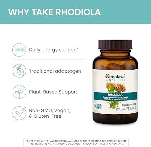 Himalaya Rhodiola Rosea - Suplementos Herbales Energéticos para Alivio del Estrés, Energía y Resistencia en Ejercicio - Vegano, Sin Gluten, 250 mg, - imagen 3