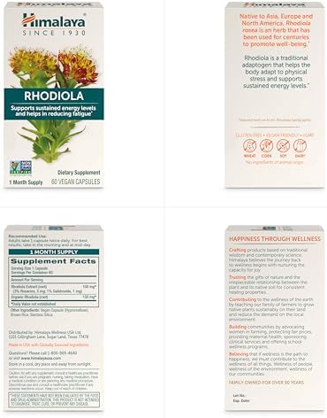 Himalaya Rhodiola Rosea - Suplementos Herbales Energéticos para Alivio del Estrés, Energía y Resistencia en Ejercicio - Vegano, Sin Gluten, 250 mg, - imagen 6