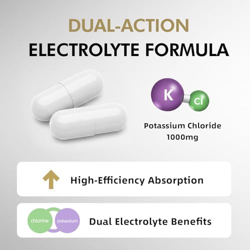 Su Nutricionista Suplemento de Cloruro de Potasio de Alta Potencia 1000mg – Apoya el Equilibrio de Electrolitos, Corazón, Músculos y Nervios | - imagen 3