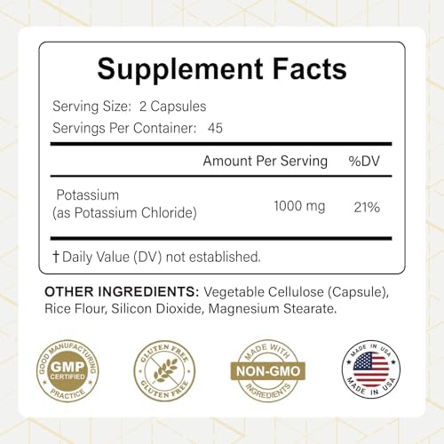 Su Nutricionista Suplemento de Cloruro de Potasio de Alta Potencia 1000mg – Apoya el Equilibrio de Electrolitos, Corazón, Músculos y Nervios | - imagen 5