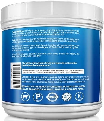 YounGlo Research - Proteína en Polvo de Caldo de Huesos de Res - 1.25 lb / 20 oz, Sin Sabor - Hecho en EE. UU. - Alto en Colágeno y Gelatina de - imagen 7