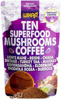 Café de Hongo Superfood WIXAR - Café Instantáneo en Polvo, 10 Extractos de Superalimentos con Melena de León, Cola de Pavo, Reishi, Chaga, Shiitake, - imagen 1