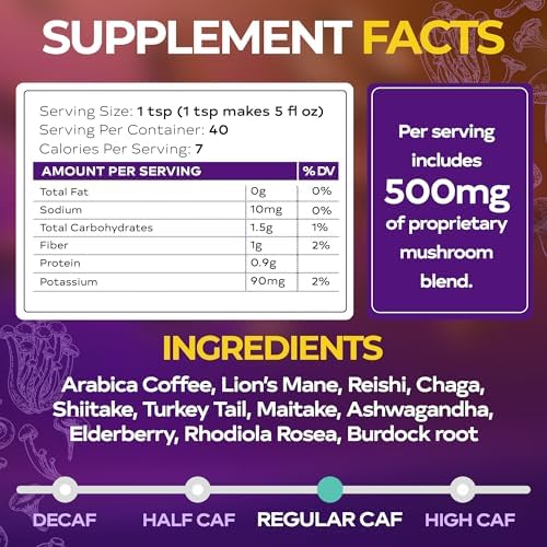 Café de Hongo Superfood WIXAR - Café Instantáneo en Polvo, 10 Extractos de Superalimentos con Melena de León, Cola de Pavo, Reishi, Chaga, Shiitake, - imagen 3