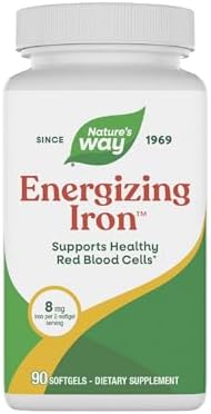 Nature's Way Hierro Energizante - Apoyo a Glóbulos Rojos - 8 mg de Hierro, 200 mcg de Cianocobalamina y Vitamina B12 por 2 Cápsulas Blandas - Sin - imagen 1