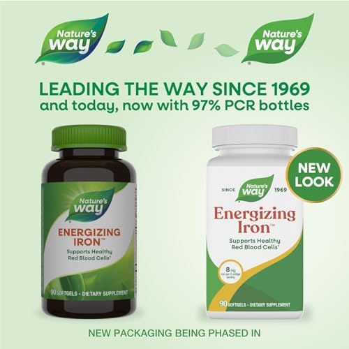 Nature's Way Hierro Energizante - Apoyo a Glóbulos Rojos - 8 mg de Hierro, 200 mcg de Cianocobalamina y Vitamina B12 por 2 Cápsulas Blandas - Sin - imagen 2