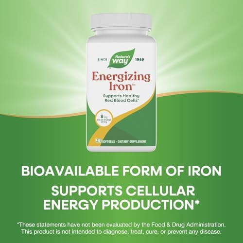 Nature's Way Hierro Energizante - Apoyo a Glóbulos Rojos - 8 mg de Hierro, 200 mcg de Cianocobalamina y Vitamina B12 por 2 Cápsulas Blandas - Sin - imagen 4