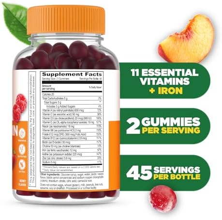 Multivitamínico Lifeable con Hierro para Adultos | 13 Vitaminas y Minerales Esenciales | Sabor a Baya Natural | Vegetariano y No Transgénico | 90 - imagen 2
