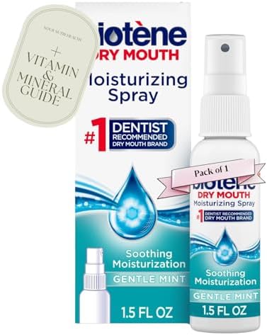 Nour Nutri Health Biotene Spray Hidratante para Boca Seca y Mal Aliento, Menta Suave - 1.5 fl oz + Guía Exclusiva de Vitaminas y Minerales - imagen 1